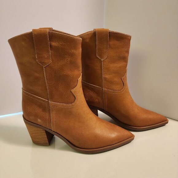 Tony Bianco Tan Leather Cowgirl Boot 7.5 - Picture 3 of 5